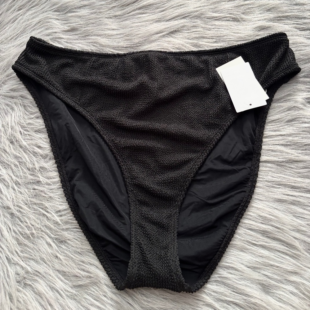 Good American Black Nwt Always Fits Textured High Rise Bikini Bottoms 4XL / 5XL